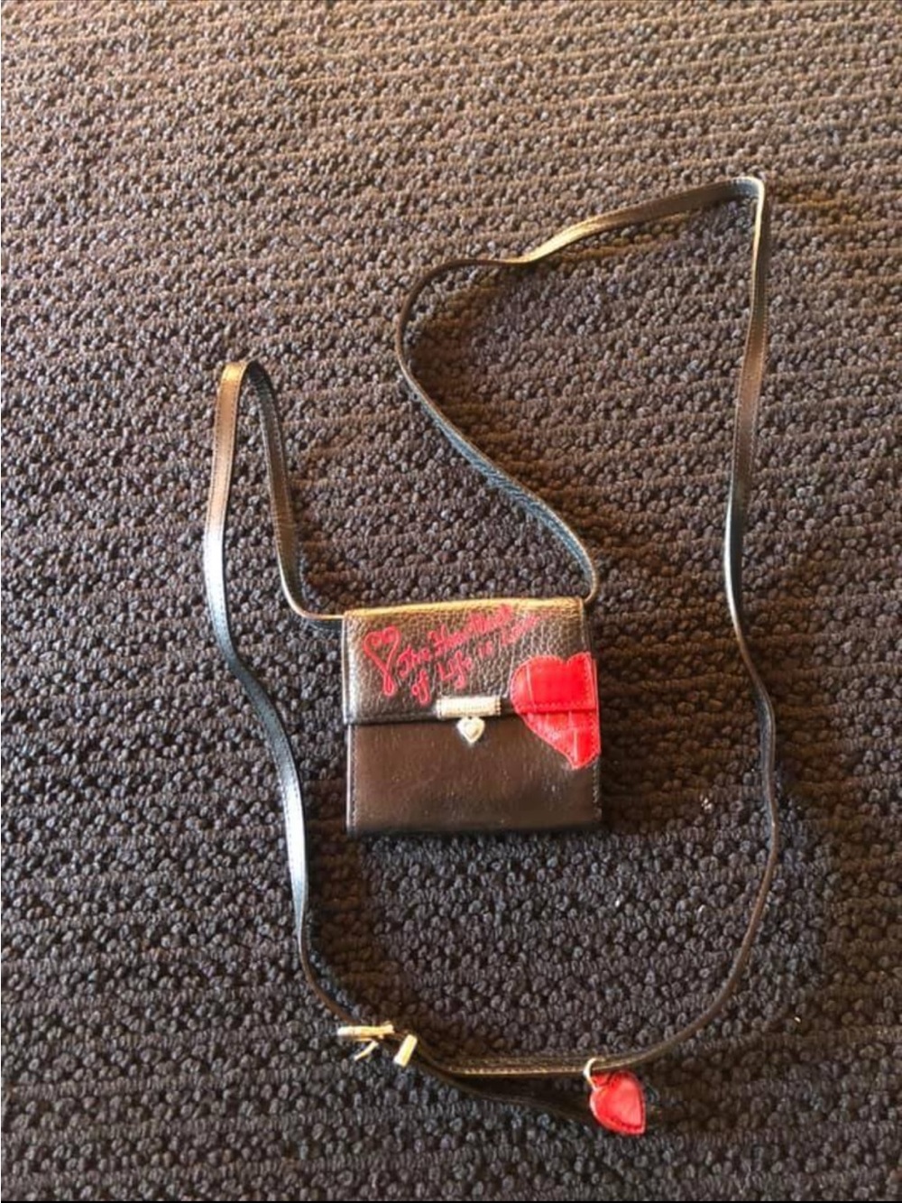 Brighton Black Crossbody Wallet with Red Heart ❤️ Accent